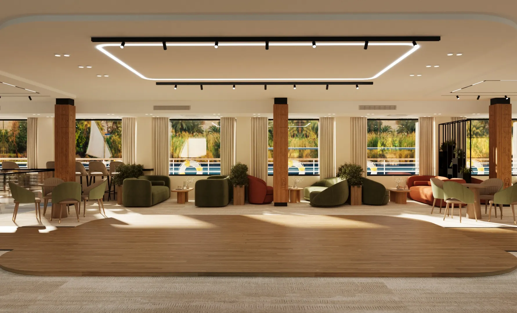 Q Nile Cruise panoramic lounge