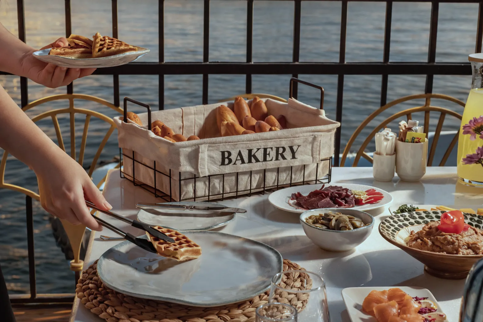 Breakfast served on deck